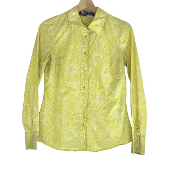 Boden Tops - Boden Yellow Floral Long Sleeve Button Down Shirt
